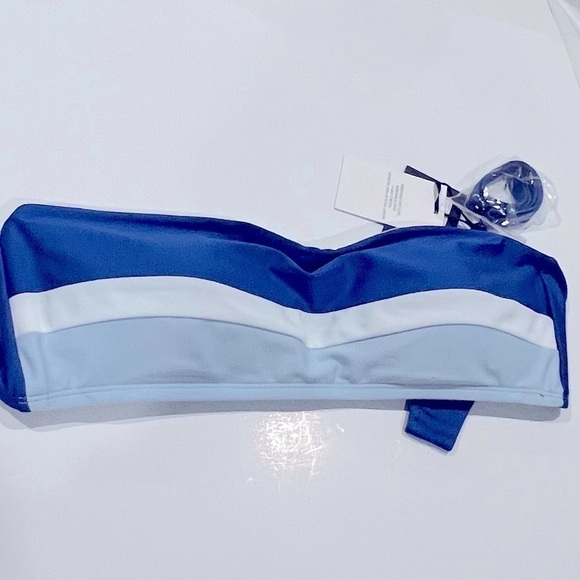 DKNY Colorblocked Bandeau Bikini Top swimsuit, swimwear Blue size L - Picture 6 of 7